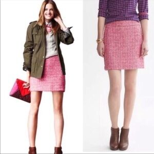 Banana Republic pink tweed wool career skirt